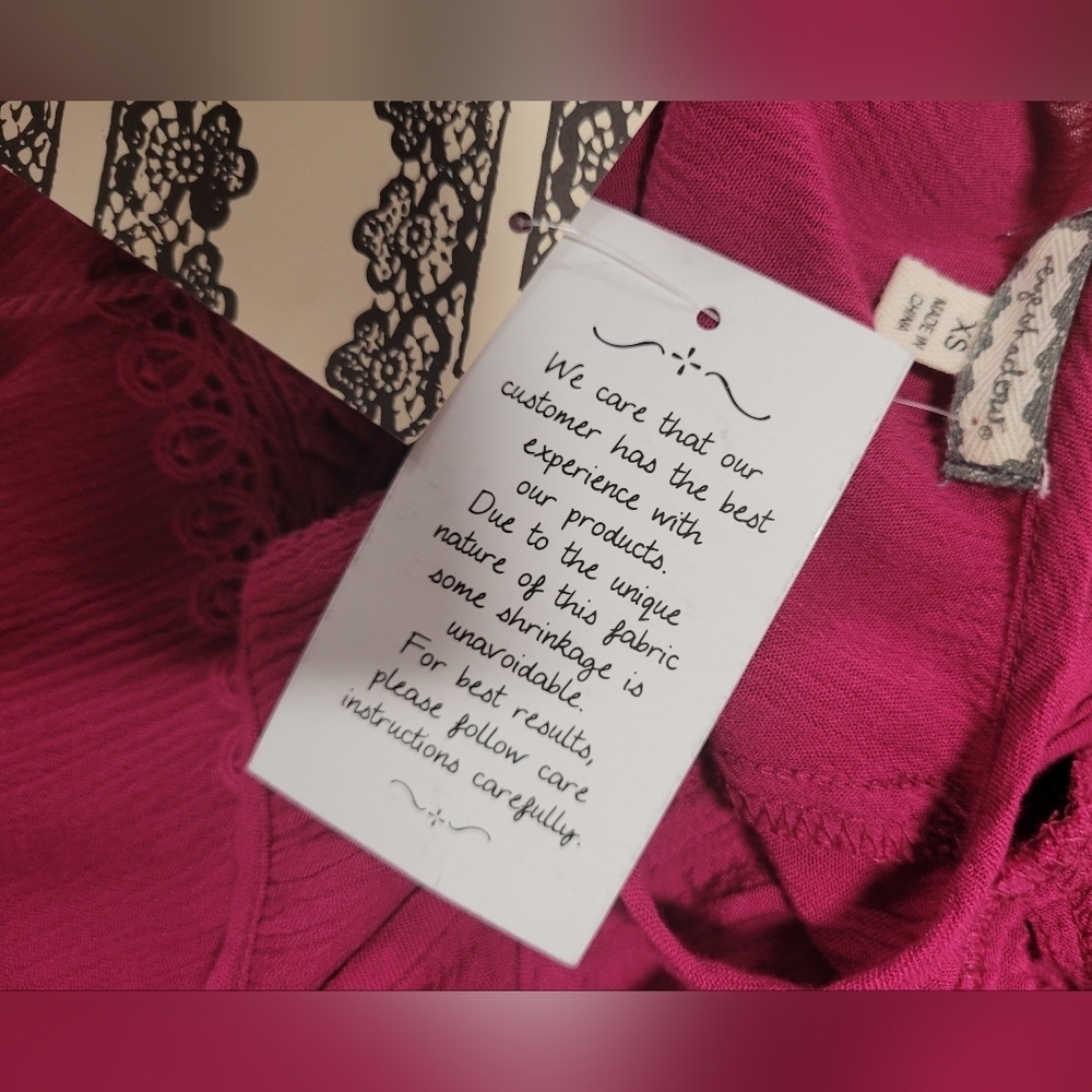 Eyeshadow XS Off The Shoulder Top Lace Tassel Ties Magenta Pink New - Picture 4 of 4